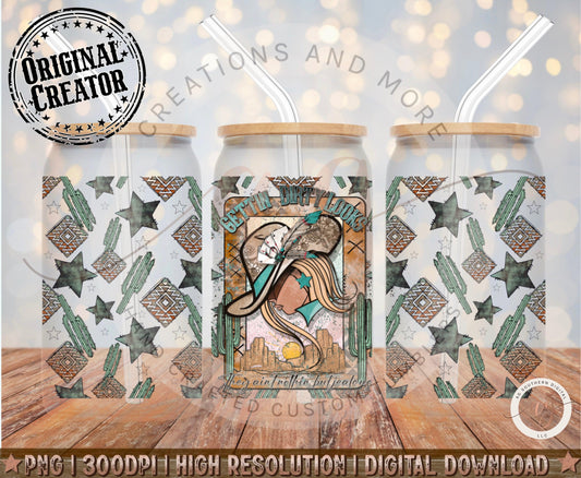 Western 16oz Glass Mug Wrap, Gettin' Dirty Looks