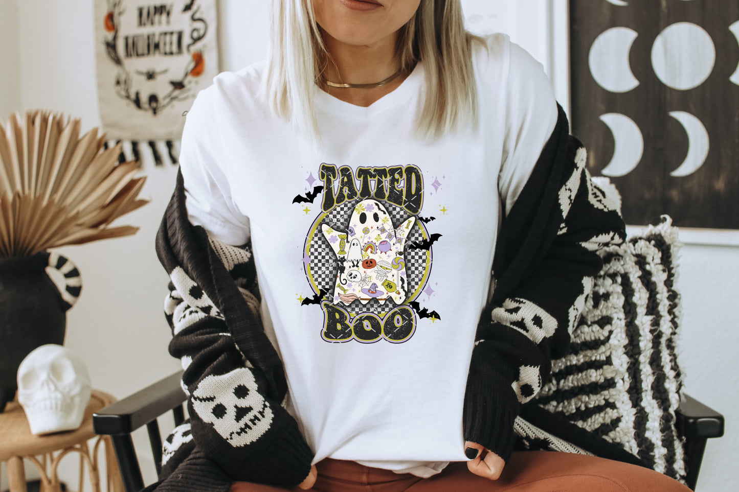Halloween Retro Tatted Boo Sublimation Png