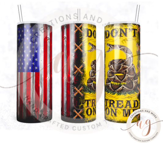 Don't Tread on Me Flag Tumbler Sublimation PNG