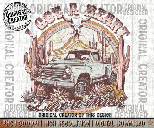 Heart like a Truck Png Digital Download