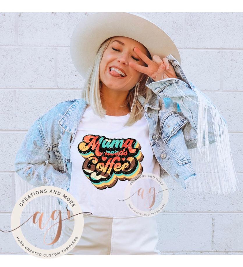 Retro Mama Needs Coffee PNG | Digital Download | Sublimation | Transfer