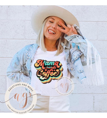 Retro Mama Needs Coffee PNG | Digital Download | Sublimation | Transfer
