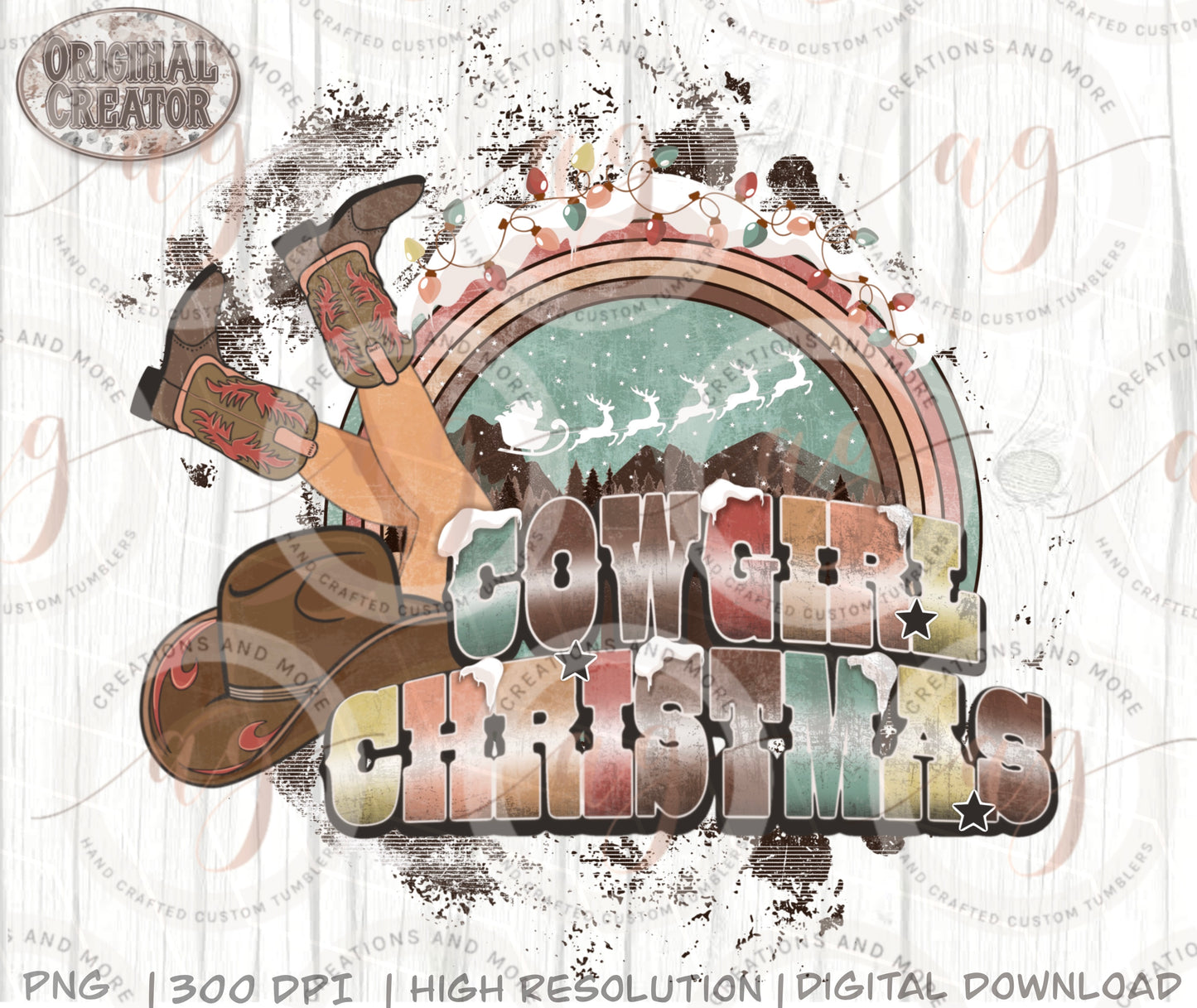 Western Cowgirl Christmas Png