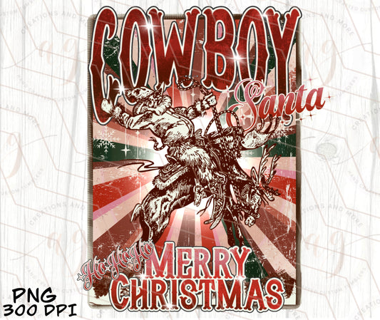 Western Christmas PNG Cowboy Santa Png