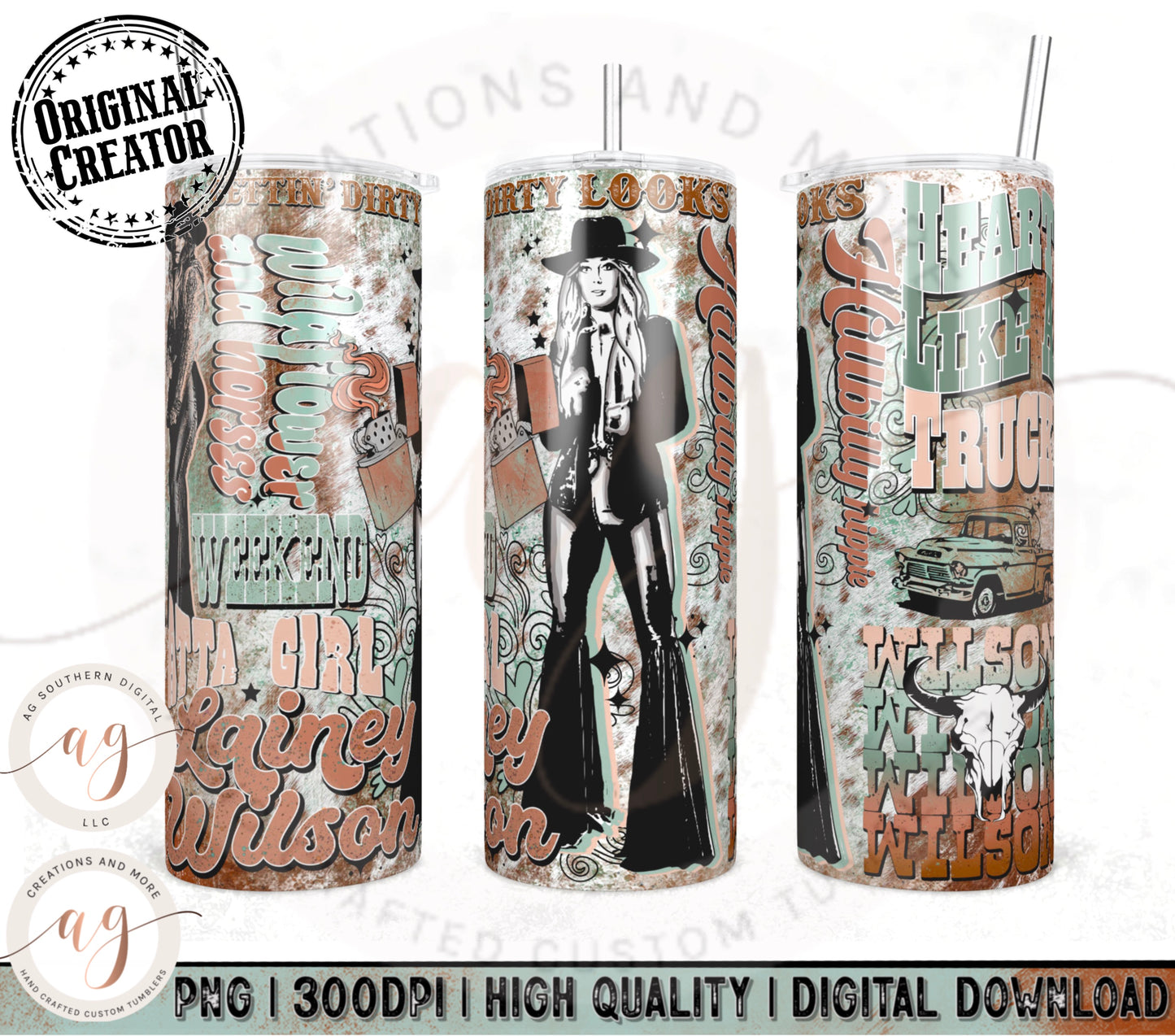 Hippie Cowgirl Sublimation Tumbler Transfer