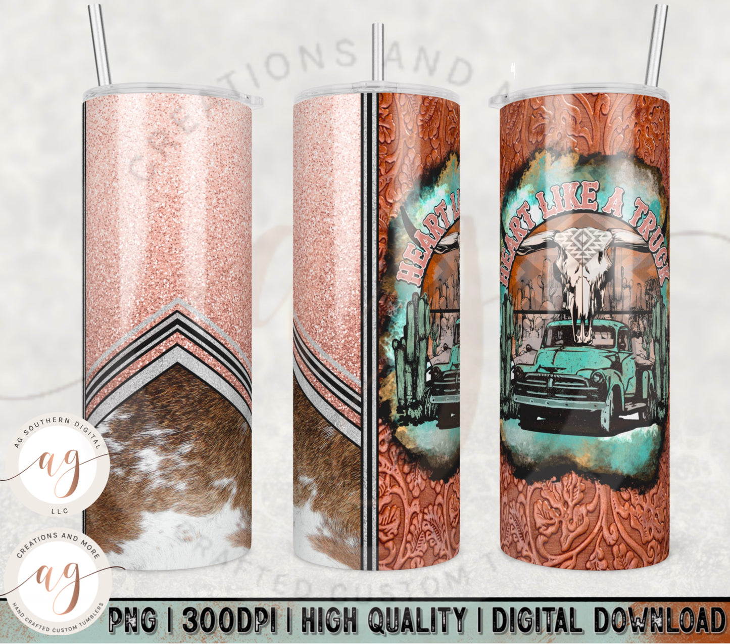 Heart Like a Truck Sublimation Tumbler Transfer