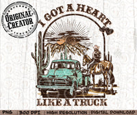 Heart Like A Truck Western Sunset Cowgirl png