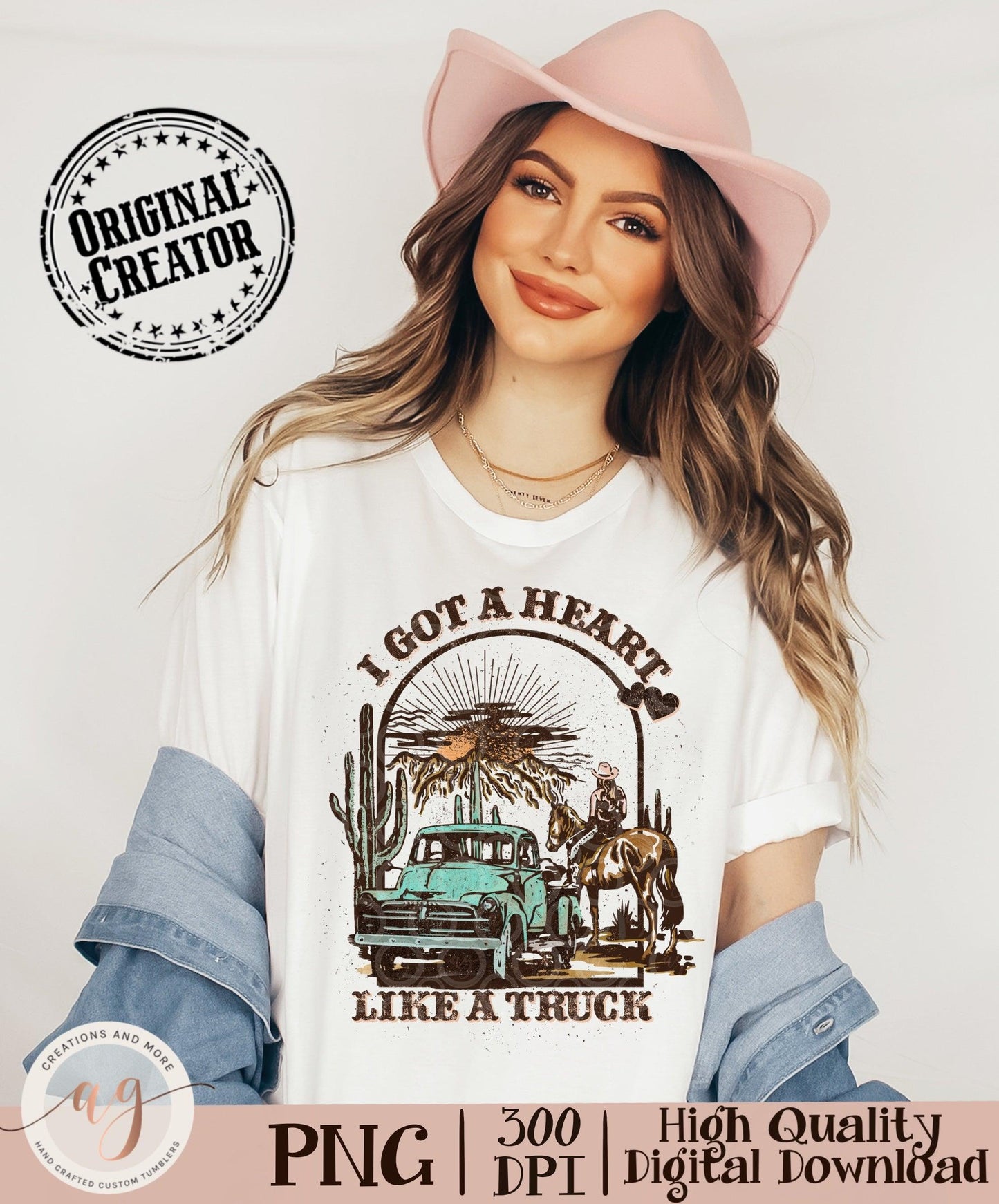 Heart Like A Truck Png, Western Sunset Cowgirl, Pocket Set PNG