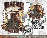 Western Cowgirl Png, Hillbilly Hippie Cowgirl Pocket Set Png