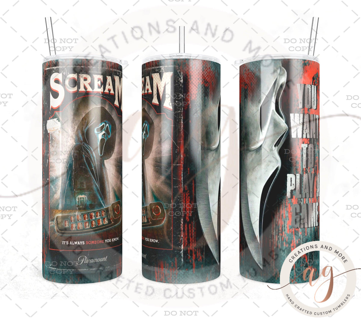 Scream Movie Sublimation 20oz Tumbler | PNG | Digital File | Digital Download