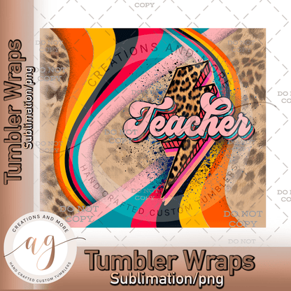 Retro Teacher 20oz Tumbler | Sublimation | PNG | Digital Download