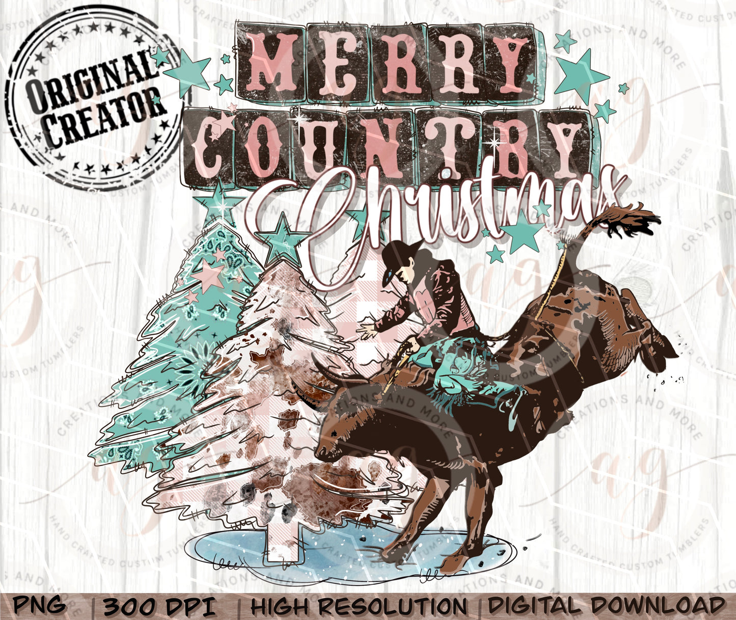 Merry Country Christmas Bull Rider