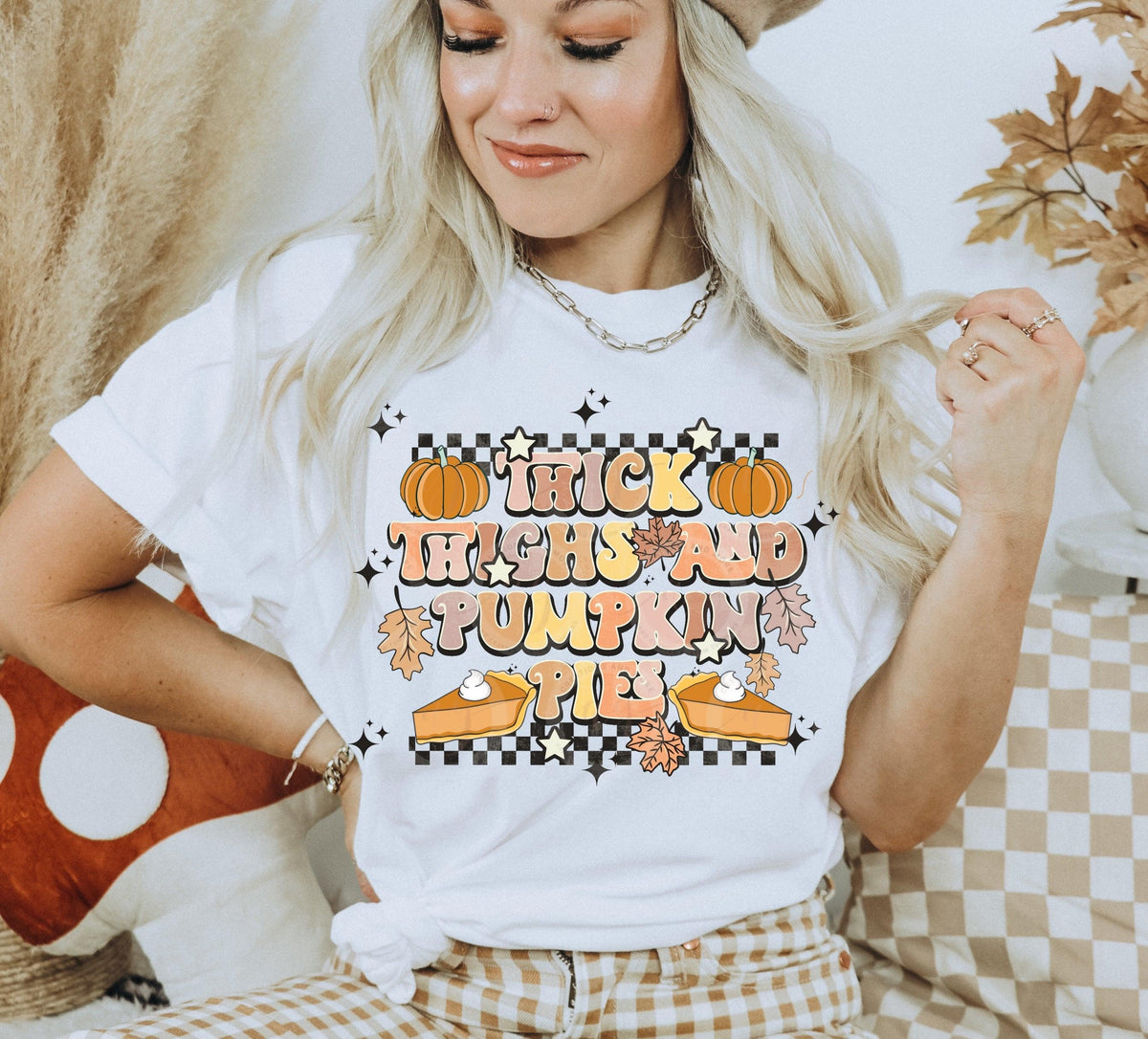 Fall Retro Thick Thighs and Pumpkin Pies Png