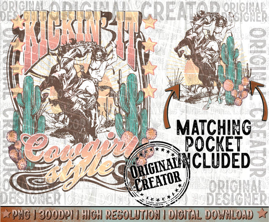 Kickin' it Cowgirl Style Pocket Set PNG
