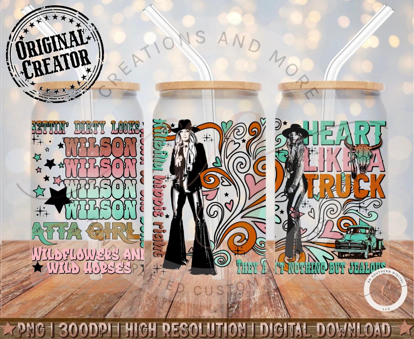 Hippie Cowgirl Glass Wrap Png