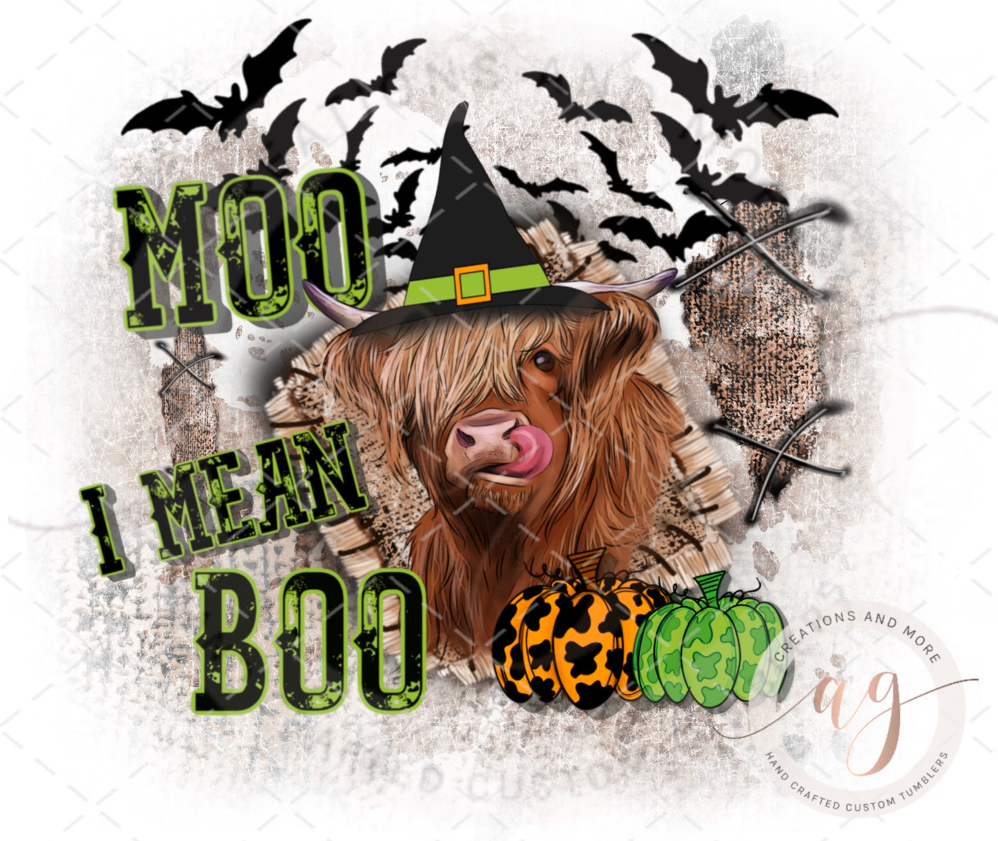 Halloween Highland Cow Moo I mean Boo PNG