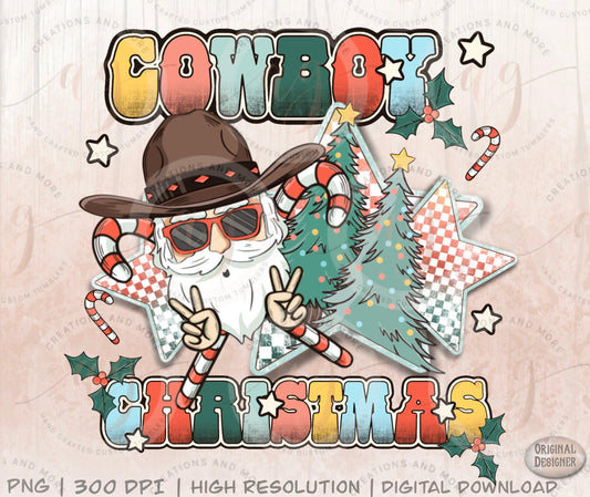 Western Retro Christmas Png | Cowboy Christmas Png