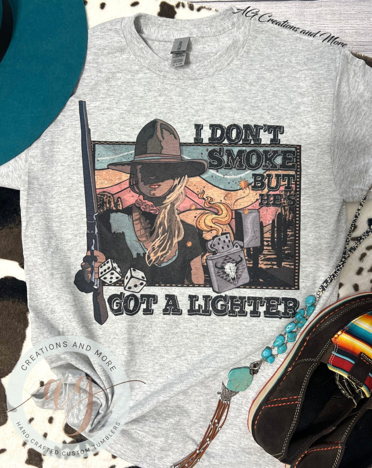 NEW- I Don't Smoke but He's Got a Light Shirt || Ash Color